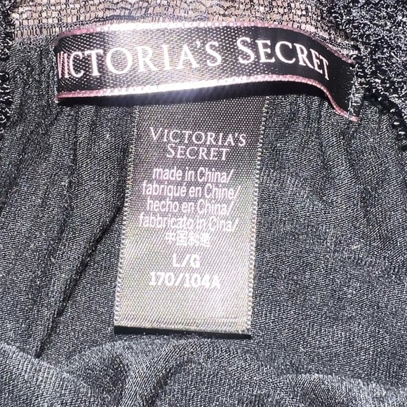 EUC Victoria's Secret Black Knit Chemise with Lace Trim Large Nightie Stretchy - Picture 3 of 4